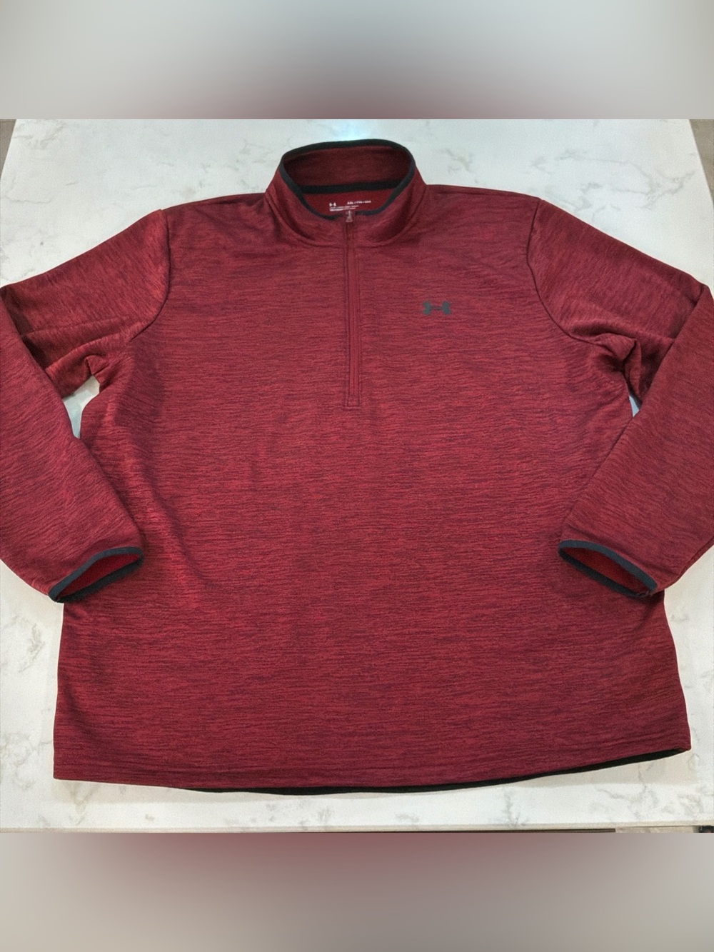 Under Armour 1/4 Zip Mens 2XL Red Fleece Lined Pullover ColdGear Sweatshirt L/S